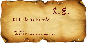 Kilián Ernő névjegykártya